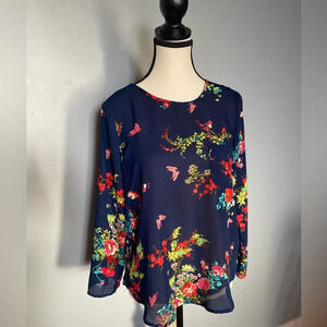 Lily White Bright Colored Floral Blouse